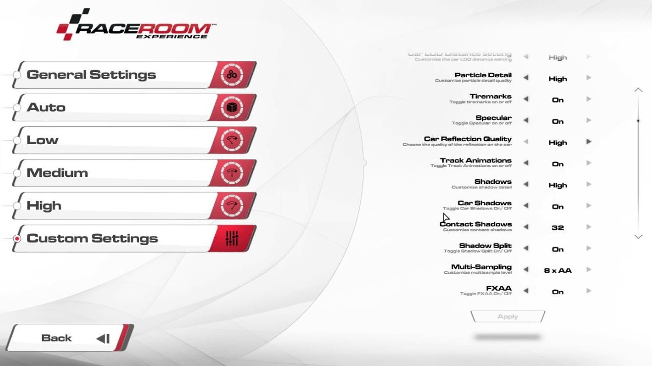 RaceRoom Graphic Settings