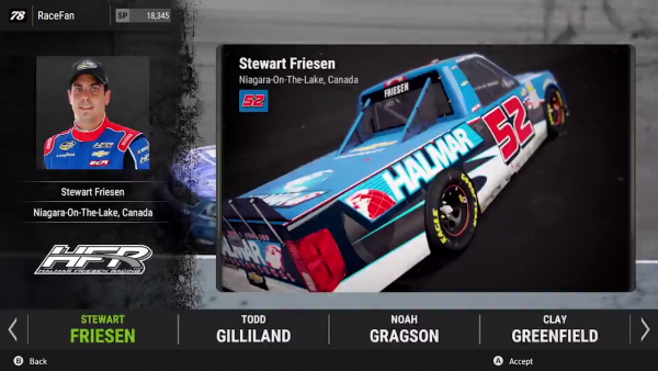 NASCAR Heat 2 driver selection menu screenshot
