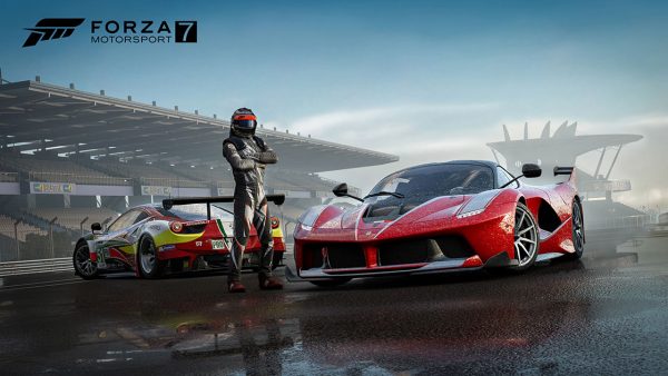 Forza Motorsport 7 two Ferraris and a driver