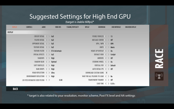rFactor 2 recommended high settings