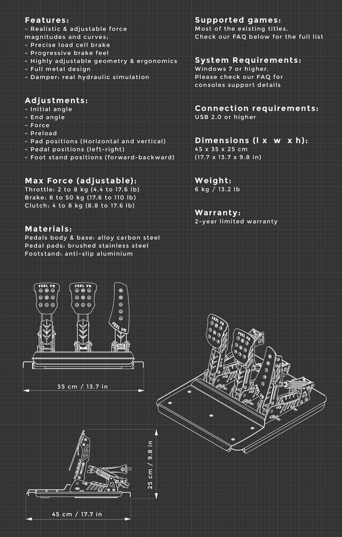 FeelVR pedal specs