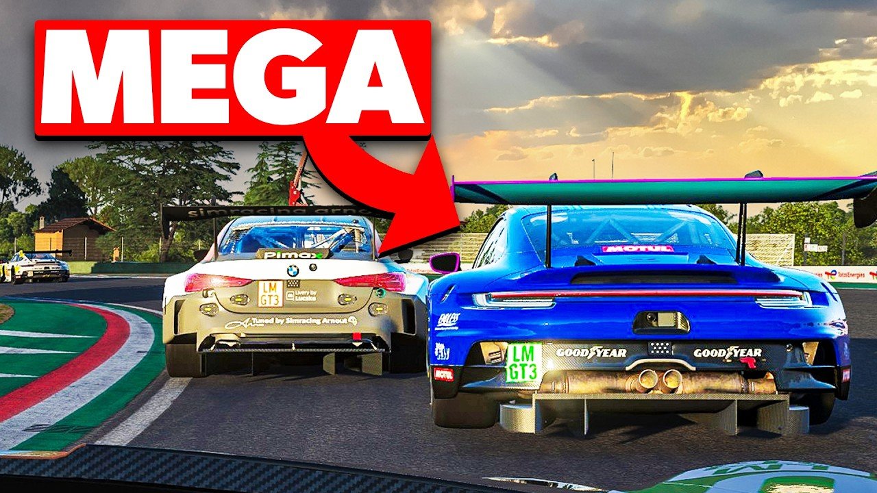 LMU daily racing GT3 battle at Imola showing close defense and pressure