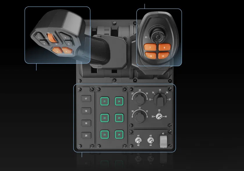 Moza FCS review diagram of all 46 programmable inputs and button layout