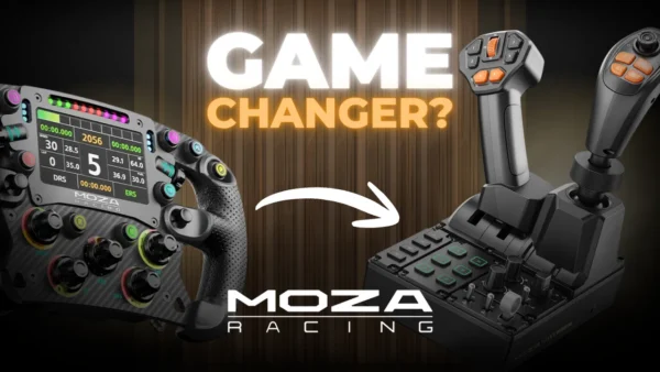 Moza FCS review featured image showing MOZA Racing wheel and Farming Control System