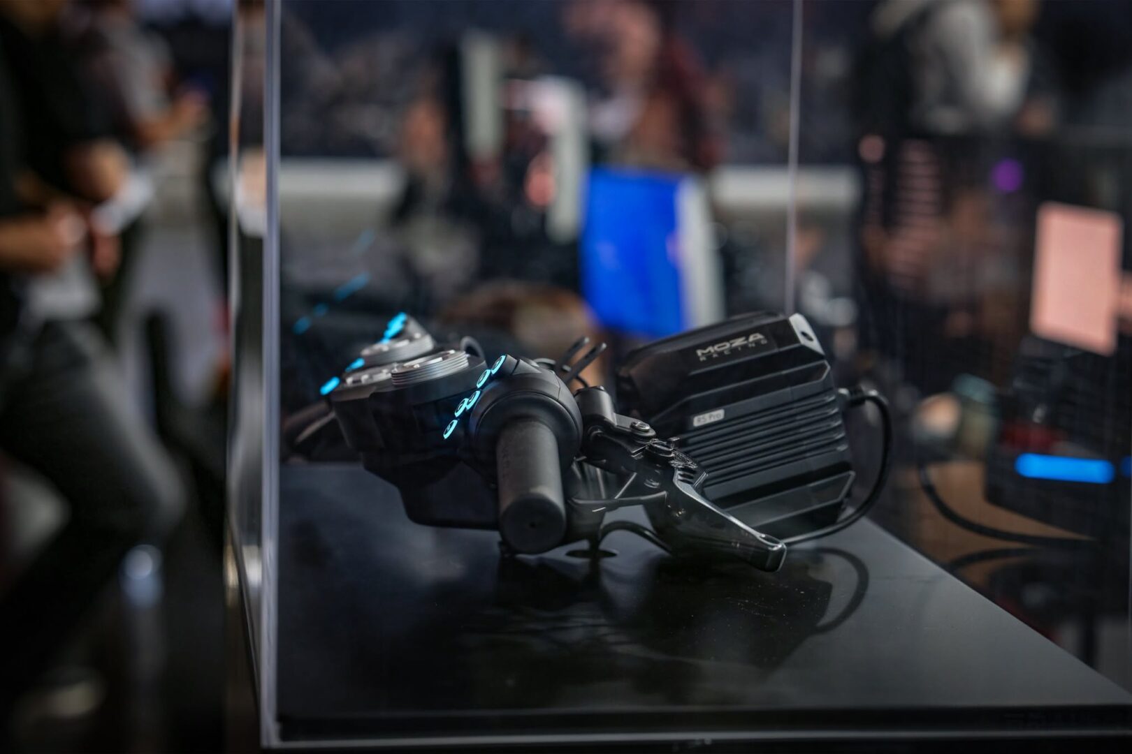 MOZA MotoGP handlebar on display at Gamescom 2026 show floor